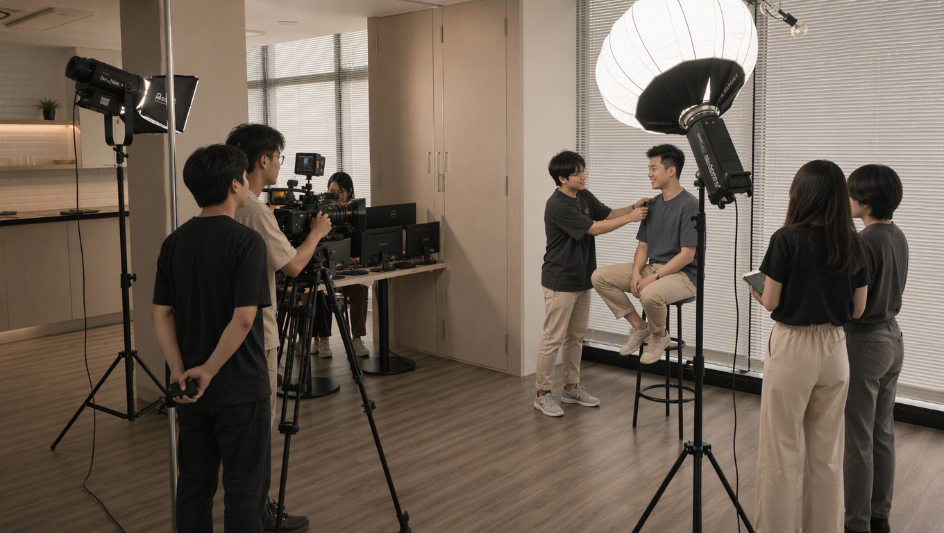 Ekip Billion Studio tại hiện trường quay